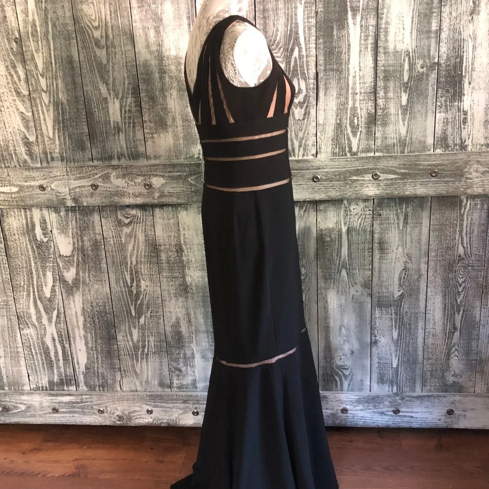 Black Cutout Cache Mermaid Gown Dress Sz 8 NWOT